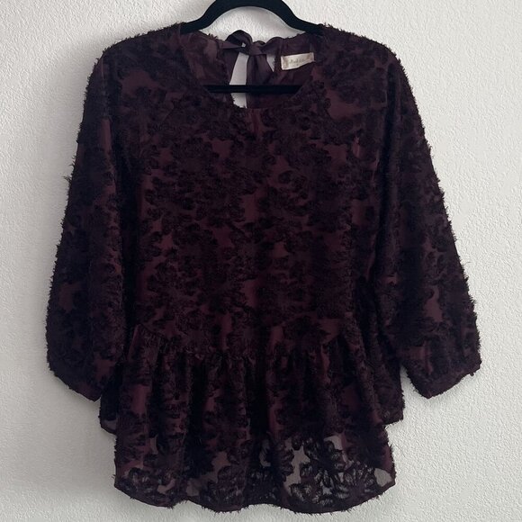 Altar'd State Floral Textured Lace Peplum Top - Picture 1 of 4